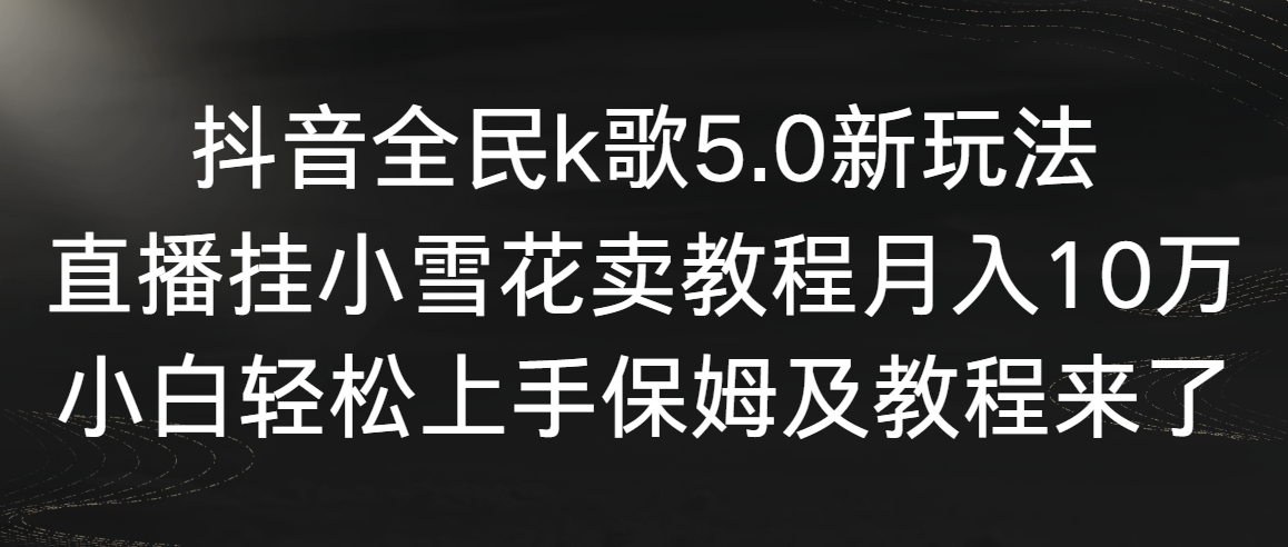 抖音全民k歌5.0新玩法，直播挂小雪花卖教程月入10万，小白轻松上手，保…-灵悟轻创社